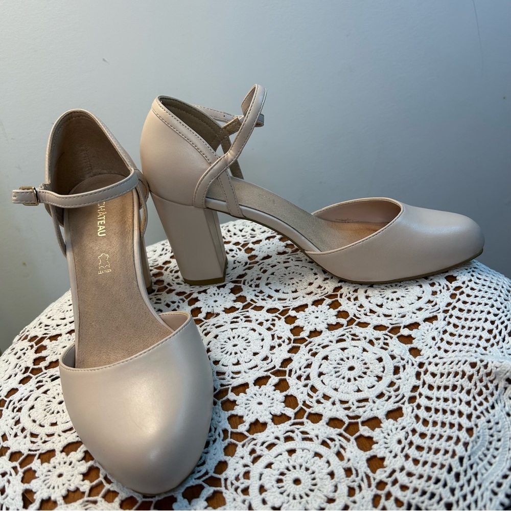 Le Chateau Nude Ankle Strap Heels